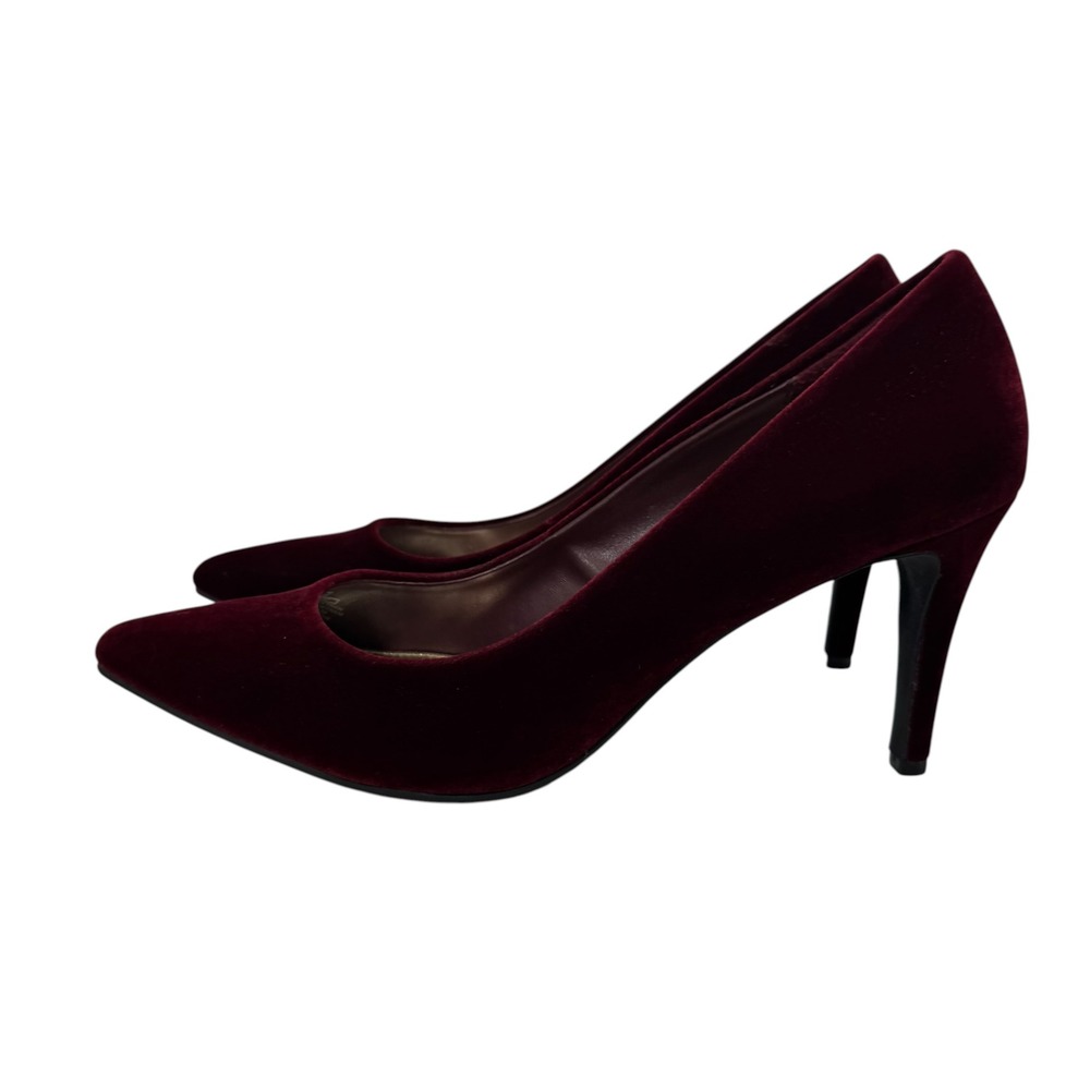 Burgundy Velvet Pointed Toe Stiletto Preppy Holiday Pumps Heels Wine Red 10